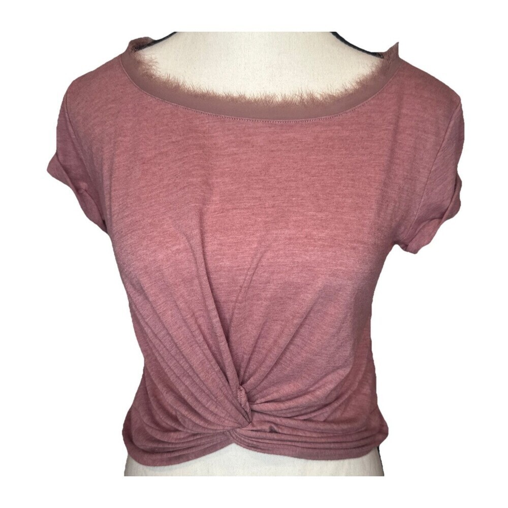 FP‎ Movement Free People PINK Twist Front Short Sleeve T-shirt Sz XS